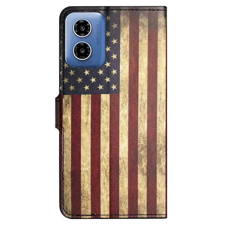 For Motorola Moto G04 4G / G24 4G Cell Phone Cover Pattern Printing Folio PU Leather Phone Case