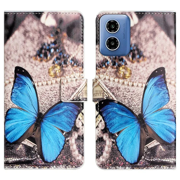 For Motorola Moto G04 4G / G24 4G Cell Phone Cover Pattern Printing Folio PU Leather Phone Case