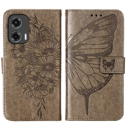 YB Imprinting Series-4 For Motorola Moto G Stylus 5G (2024) Magnetic Phone Case Wallet Cover Butterfly Imprinted