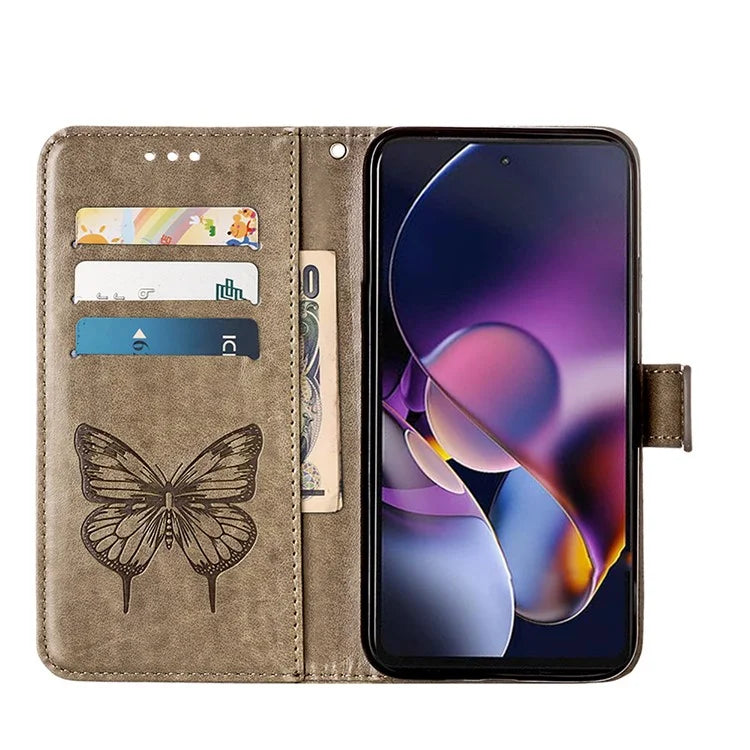 YB Imprinting Series-4 For Motorola Moto G Stylus 5G (2024) Magnetic Phone Case Wallet Cover Butterfly Imprinted