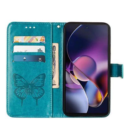 YB Imprinting Series-4 For Motorola Moto G Stylus 5G (2024) Magnetic Phone Case Wallet Cover Butterfly Imprinted