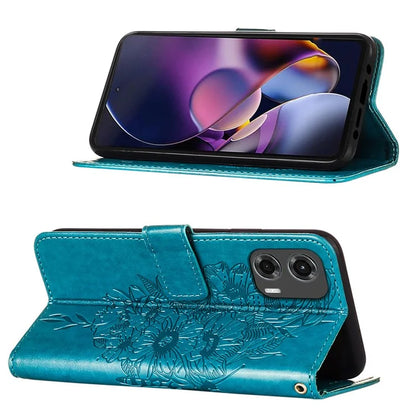 YB Imprinting Series-4 For Motorola Moto G Stylus 5G (2024) Magnetic Phone Case Wallet Cover Butterfly Imprinted