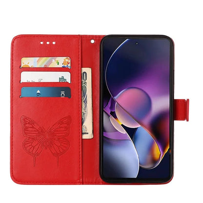 YB Imprinting Series-4 For Motorola Moto G Stylus 5G (2024) Magnetic Phone Case Wallet Cover Butterfly Imprinted