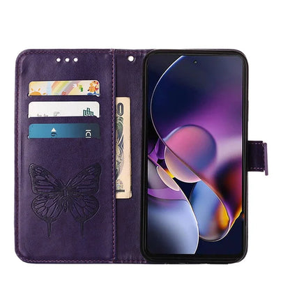 YB Imprinting Series-4 For Motorola Moto G Stylus 5G (2024) Magnetic Phone Case Wallet Cover Butterfly Imprinted