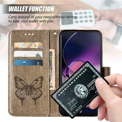YB Imprinting Series-4 For Motorola Moto G Stylus 5G (2024) Magnetic Phone Case Wallet Cover Butterfly Imprinted