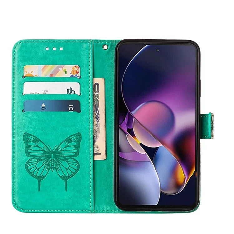 YB Imprinting Series-4 For Motorola Moto G Stylus 5G (2024) Magnetic Phone Case Wallet Cover Butterfly Imprinted