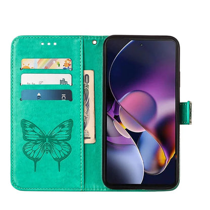 YB Imprinting Series-4 For Motorola Moto G Stylus 5G (2024) Magnetic Phone Case Wallet Cover Butterfly Imprinted