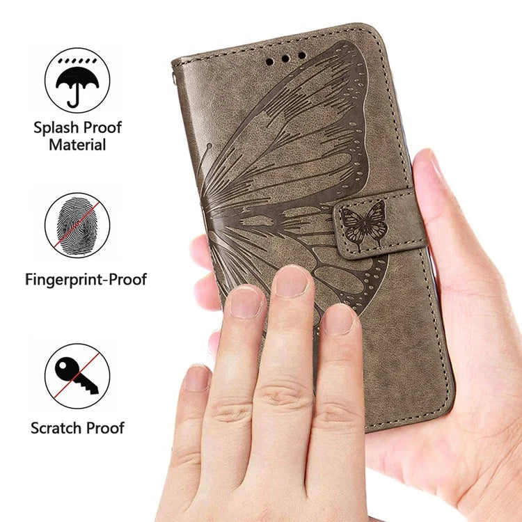 YB Imprinting Series-4 For Motorola Moto G Stylus 5G (2024) Magnetic Phone Case Wallet Cover Butterfly Imprinted