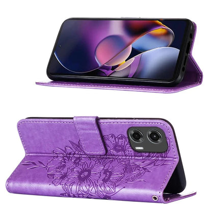 YB Imprinting Series-4 For Motorola Moto G Stylus 5G (2024) Magnetic Phone Case Wallet Cover Butterfly Imprinted