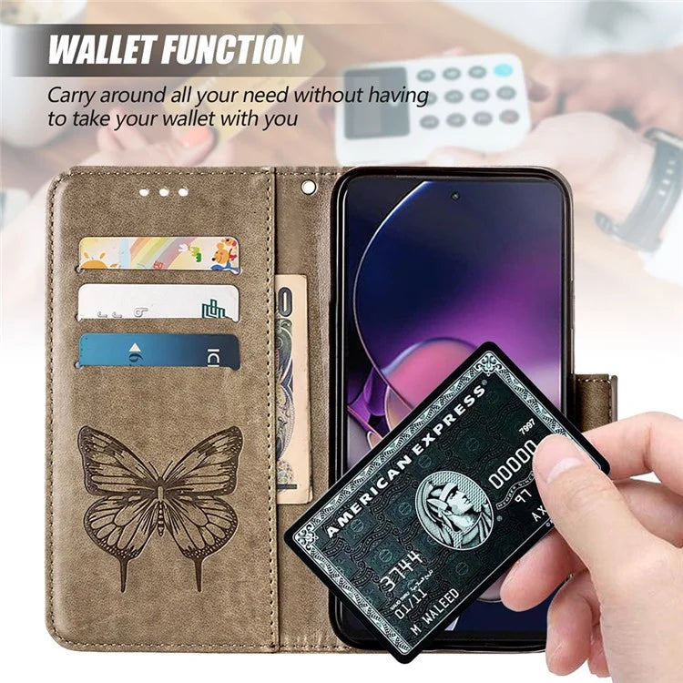 YB Imprinting Series-4 For Motorola Moto G Stylus 5G (2024) Magnetic Phone Case Wallet Cover Butterfly Imprinted