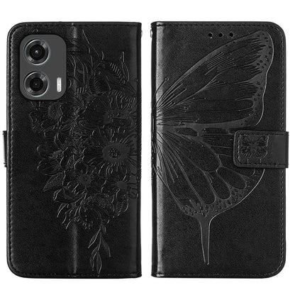 YB Imprinting Series-4 For Motorola Moto G Stylus 5G (2024) Magnetic Phone Case Wallet Cover Butterfly Imprinted