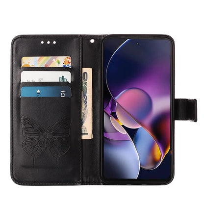 YB Imprinting Series-4 For Motorola Moto G Stylus 5G (2024) Magnetic Phone Case Wallet Cover Butterfly Imprinted