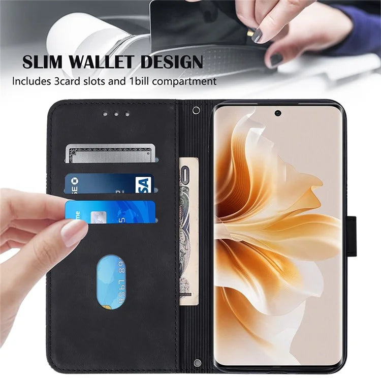 YB Imprinting Series-2 for Oppo Reno11 Pro 5G (Global) Case with Crossbody Strap Wallet PU Leather Phone Coverish Green