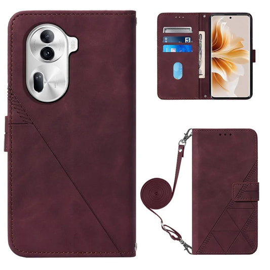YB Imprinting Series-2 for Oppo Reno11 Pro 5G (Global) Case with Crossbody Strap Wallet PU Leather Phone Cover