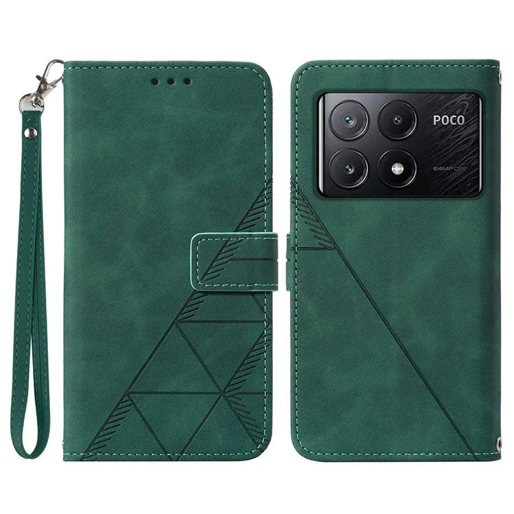 YB Imprinting Series-1 For Xiaomi Poco X6 Pro 5G / Redmi K70E 5G Case Leather Wallet Shockproof Phone Coverish Green