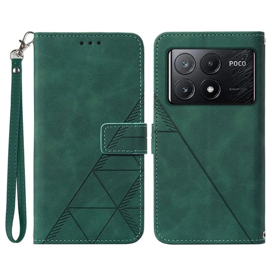 YB Imprinting Series-1 For Xiaomi Poco X6 Pro 5G / Redmi K70E 5G Case Leather Wallet Shockproof Phone Coverish Green