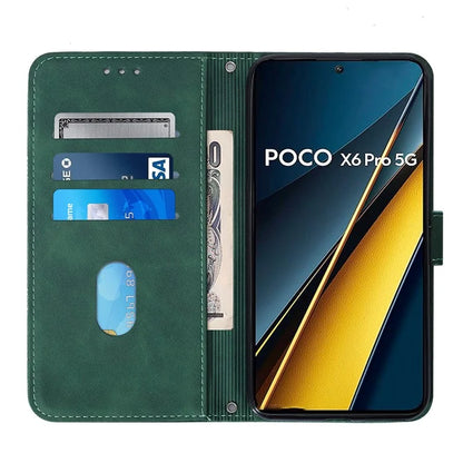 YB Imprinting Series-1 For Xiaomi Poco X6 Pro 5G / Redmi K70E 5G Case Leather Wallet Shockproof Phone Coverish Green