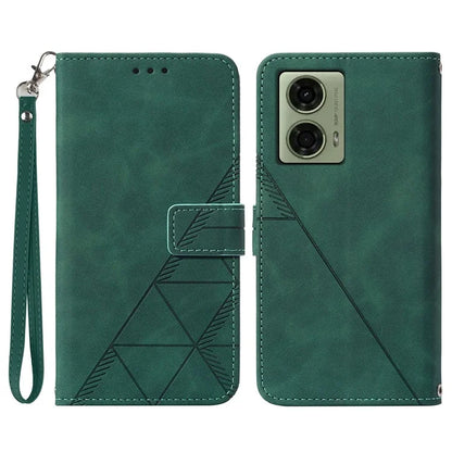 YB Imprinting Series-1 For Motorola Moto G04 4G / G24 4G Case Card Slots Leather Flip Cover with Strapish Green
