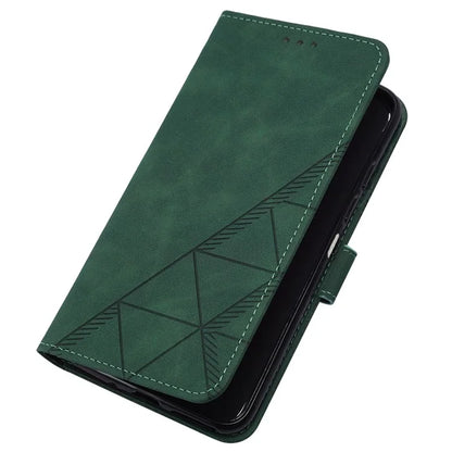 YB Imprinting Series-1 For Motorola Moto G04 4G / G24 4G Case Card Slots Leather Flip Cover with Strapish Green