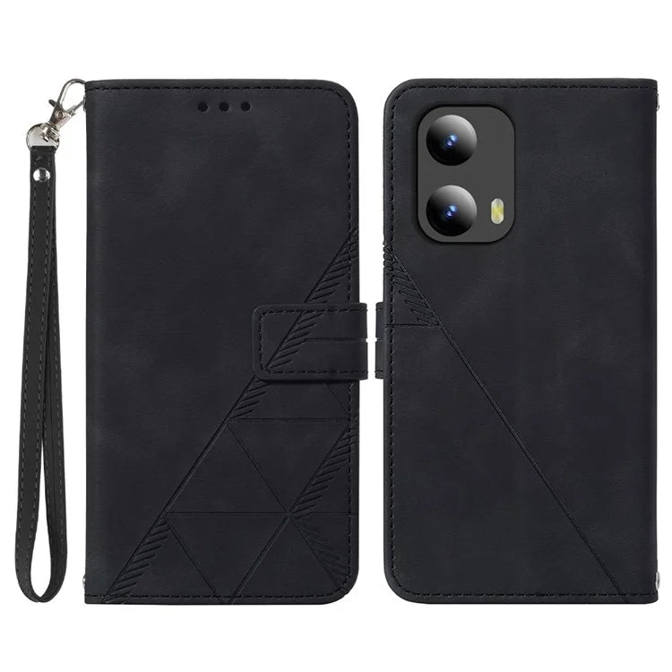 YB Imprinting Series-1 For Motorola Moto G Play 5G (2024) / Moto G 5G (2024) Case PU Leather Wrist Strap Flip Phone Cover