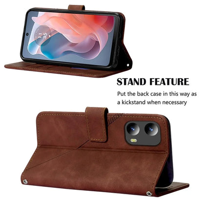 YB Imprinting Series-1 For Motorola Moto G Play 5G (2024) / Moto G 5G (2024) Case PU Leather Wrist Strap Flip Phone Cover