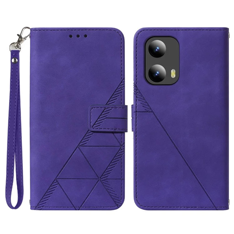 YB Imprinting Series-1 For Motorola Moto G Play 5G (2024) / Moto G 5G (2024) Case PU Leather Wrist Strap Flip Phone Cover