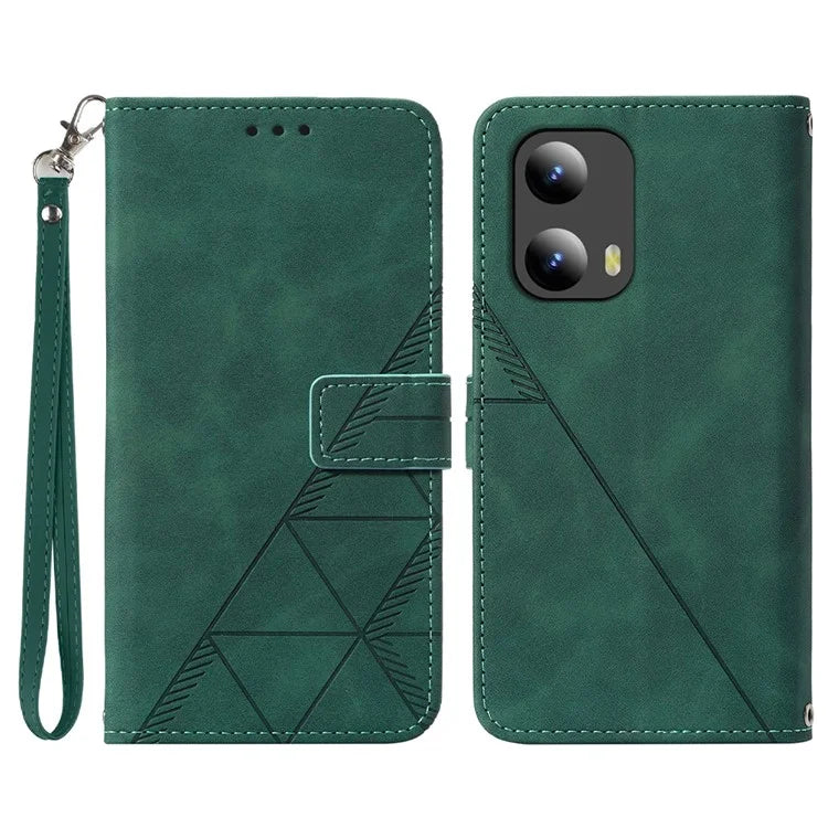 YB Imprinting Series-1 For Motorola Moto G Play 5G (2024) / Moto G 5G (2024) Case PU Leather Wrist Strap Flip Phone Coverish Green
