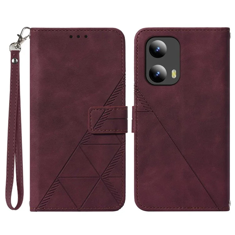 YB Imprinting Series-1 For Motorola Moto G Play 5G (2024) / Moto G 5G (2024) Case PU Leather Wrist Strap Flip Phone Cover