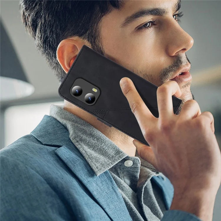 YB Imprinting Series-1 For Motorola Moto G Play 5G (2024) / Moto G 5G (2024) Case PU Leather Wrist Strap Flip Phone Cover