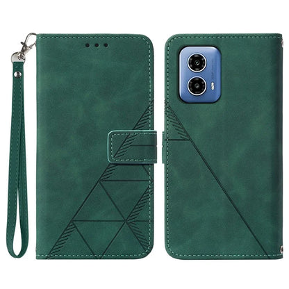 YB Imprinting Series-1 For Motorola Moto G34 5G Leather Case Wrist Strap Card Holder Phone Coverish Green