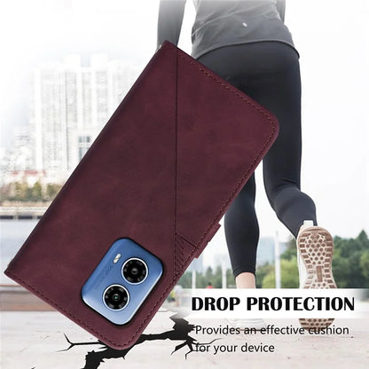 YB Imprinting Series-1 For Motorola Moto G34 5G Leather Case Wrist Strap Card Holder Phone Coverish Green