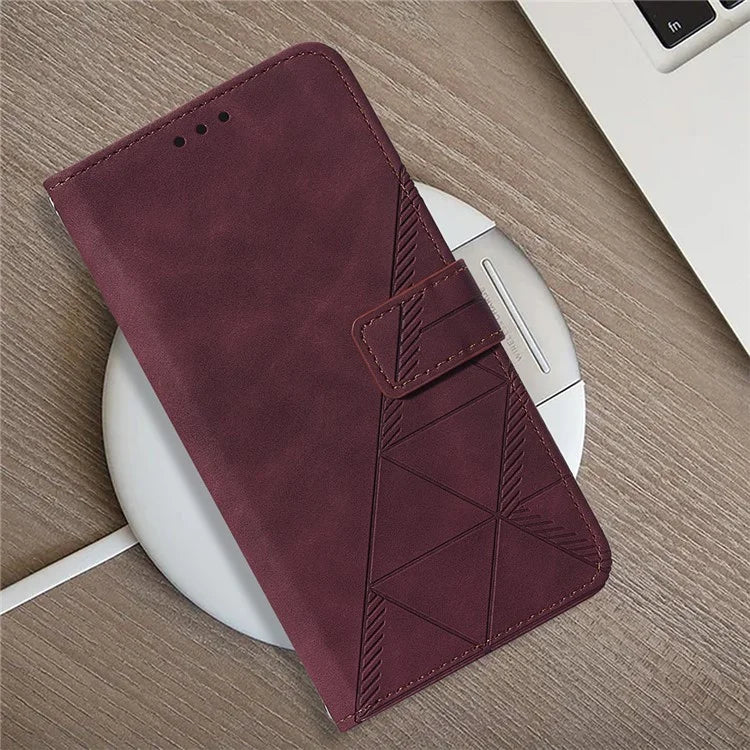 YB Imprinting Series-1 For Motorola Moto G34 5G Leather Case Wrist Strap Card Holder Phone Coverish Green