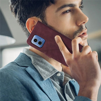 YB Imprinting Series-1 For Motorola Moto G34 5G Leather Case Wrist Strap Card Holder Phone Coverish Green
