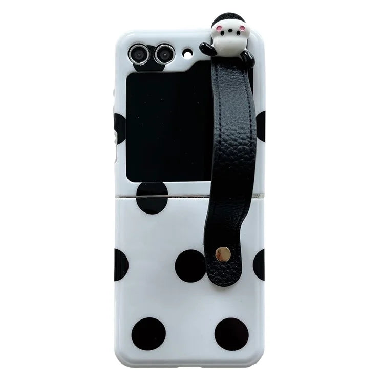For Samsung Galaxy Z Flip5 5G PC Phone Shell Dot Design Slim Phone Case with Strap