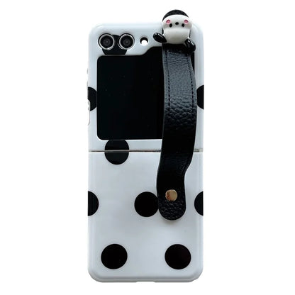For Samsung Galaxy Z Flip5 5G PC Phone Shell Dot Design Slim Phone Case with Strap