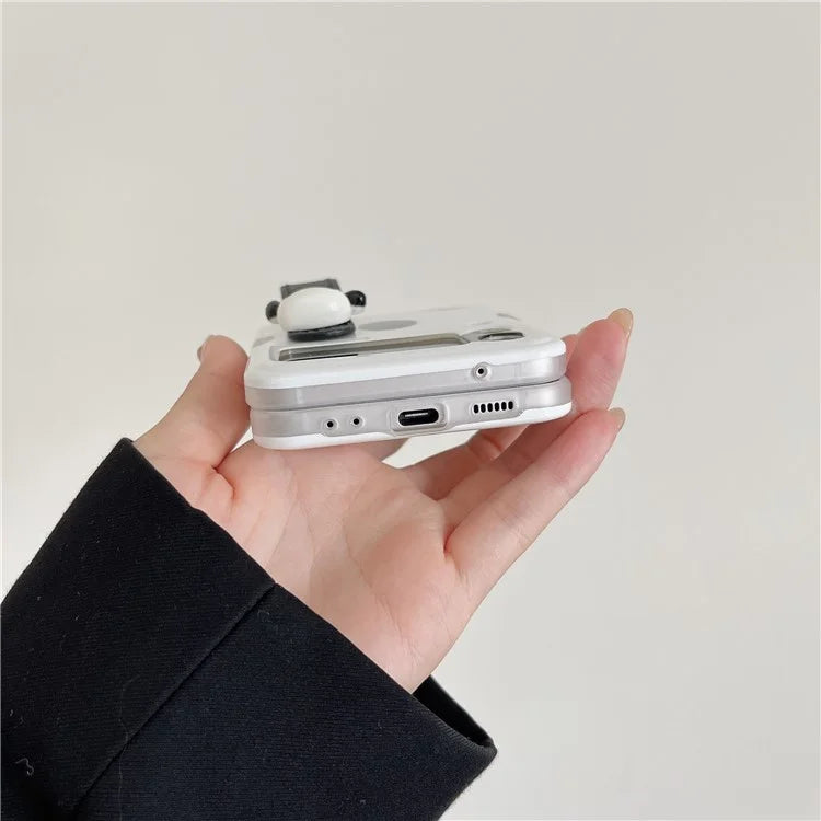 For Samsung Galaxy Z Flip5 5G PC Phone Shell Dot Design Slim Phone Case with Strap