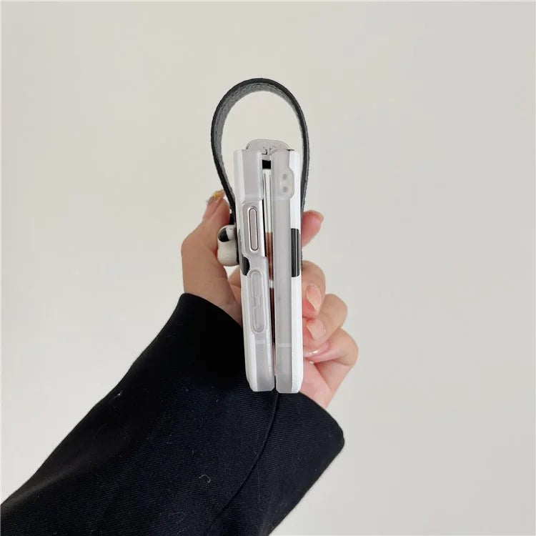 For Samsung Galaxy Z Flip5 5G PC Phone Shell Dot Design Slim Phone Case with Strap