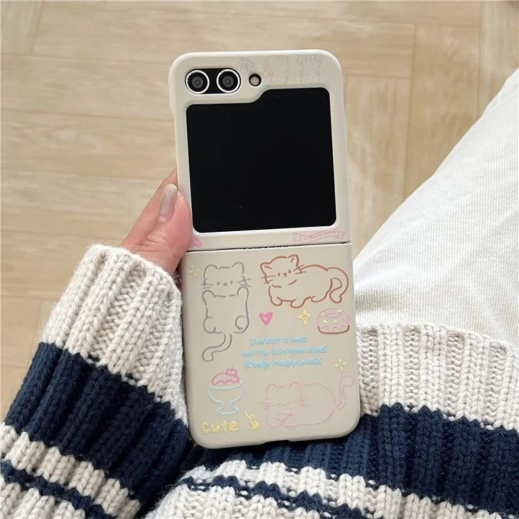 For Samsung Galaxy Z Flip5 5G Case Art Pattern Printing Slim Hard PC Phone Cover