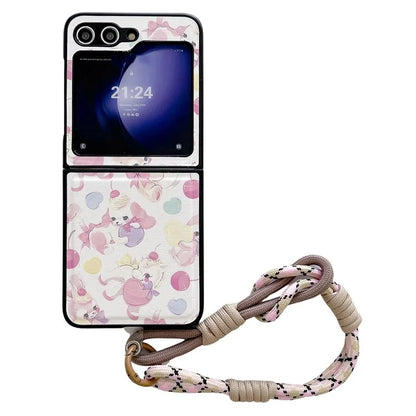 For Samsung Galaxy Z Flip5 5G Case Phone Shell with Hand Strap Phone Cover Painted Patterns