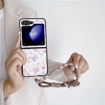 For Samsung Galaxy Z Flip5 5G Case Phone Shell with Hand Strap Phone Cover Painted Patterns