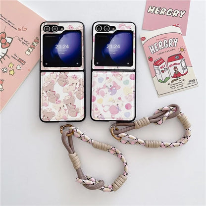 For Samsung Galaxy Z Flip5 5G Case Phone Shell with Hand Strap Phone Cover Painted Patterns