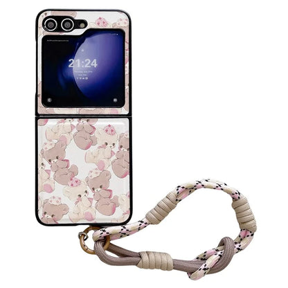 For Samsung Galaxy Z Flip5 5G Case Phone Shell with Hand Strap Phone Cover Painted Patterns