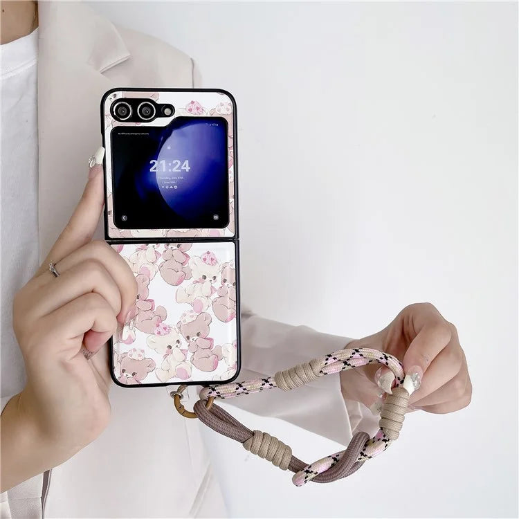 For Samsung Galaxy Z Flip5 5G Case Phone Shell with Hand Strap Phone Cover Painted Patterns
