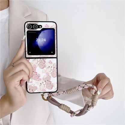 For Samsung Galaxy Z Flip5 5G Case Phone Shell with Hand Strap Phone Cover Painted Patterns