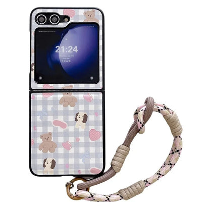 For Samsung Galaxy Z Flip5 5G Case Phone Shell with Hand Strap Phone Cover Painted Patterns