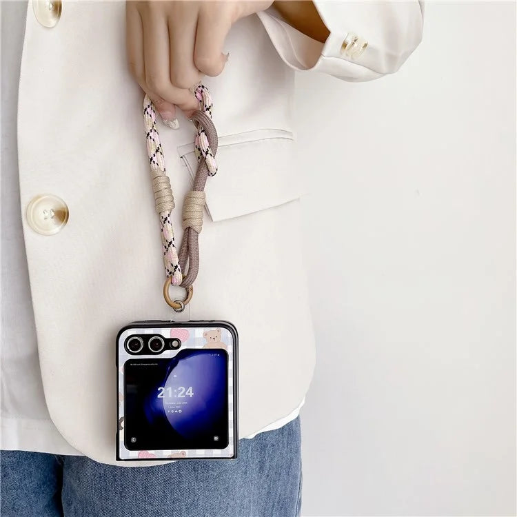 For Samsung Galaxy Z Flip5 5G Case Phone Shell with Hand Strap Phone Cover Painted Patterns