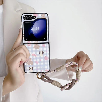 For Samsung Galaxy Z Flip5 5G Case Phone Shell with Hand Strap Phone Cover Painted Patterns