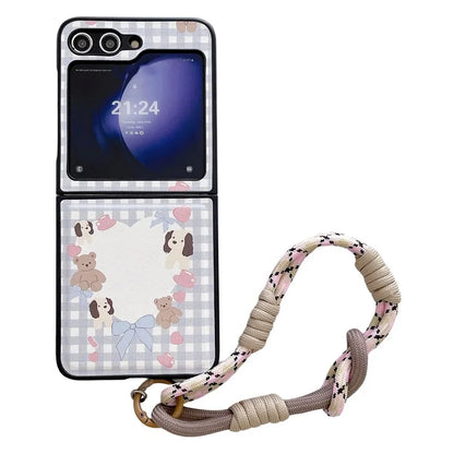 For Samsung Galaxy Z Flip5 5G Case Phone Shell with Hand Strap Phone Cover Painted Patterns