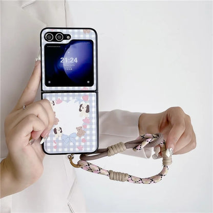 For Samsung Galaxy Z Flip5 5G Case Phone Shell with Hand Strap Phone Cover Painted Patterns