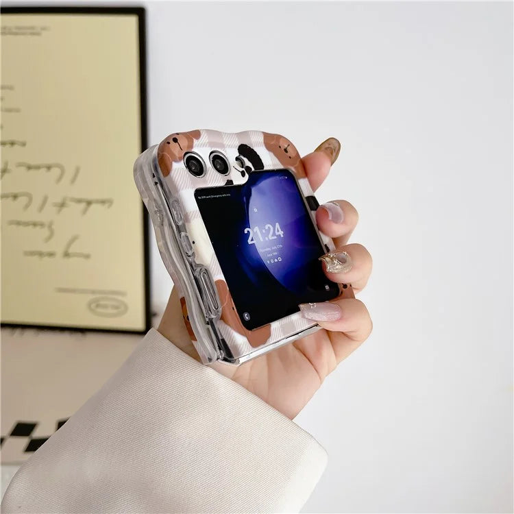 For Samsung Galaxy Z Flip5 5G Cover PC Protective Case with Hand Strap Lovely Pattern